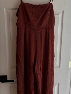 Lulus Burnt Rust Satin jumpsuit